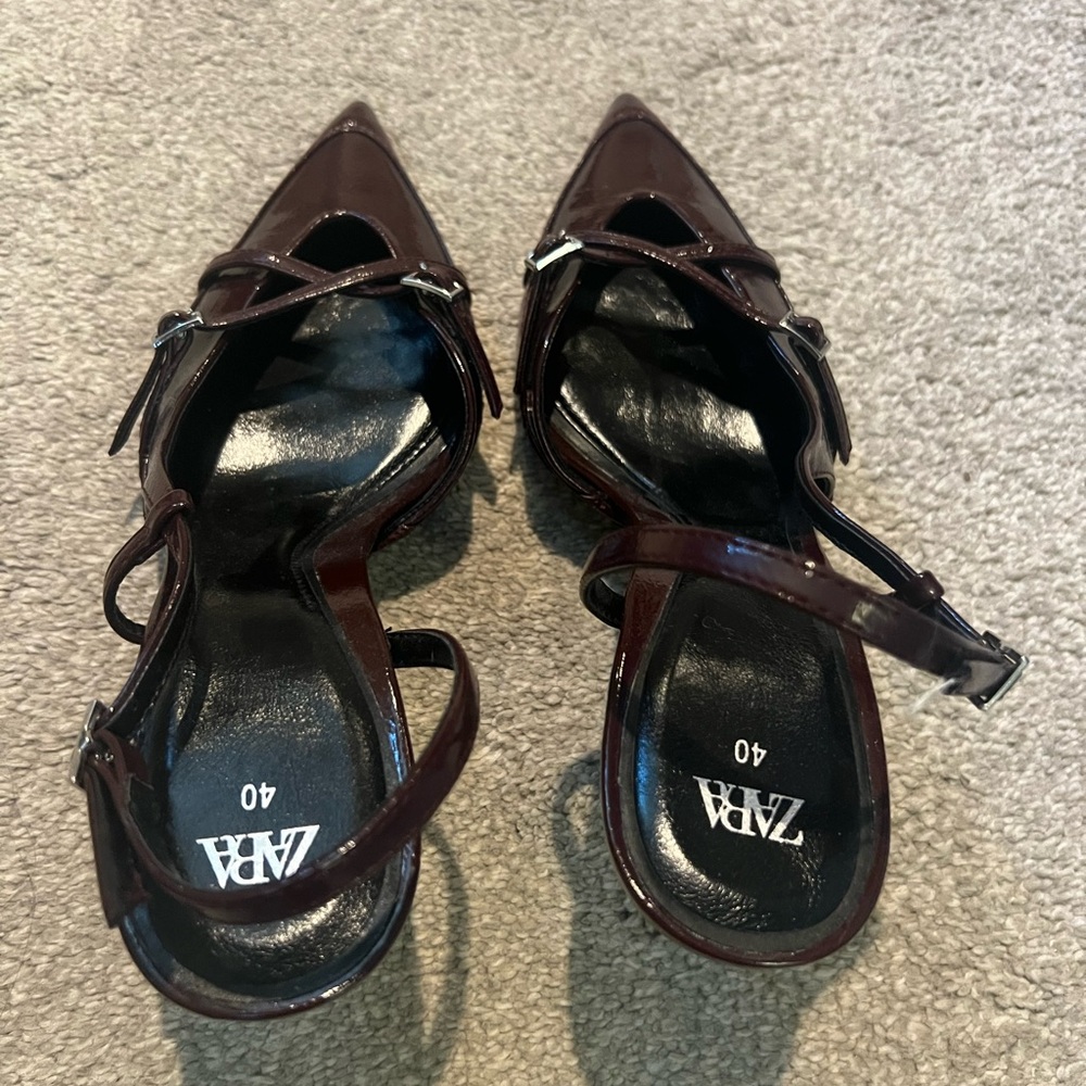Zara Women's Dark Red Strappy Heels